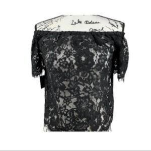 BEBE Black Lace Flower Top Size XS